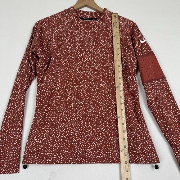 Nike Rash Guard Top Womens Large Brown Speckled Long Sleeve Nike Swim Beach Surf - Picture 16 of 16